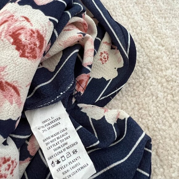 Monteau Striped Floral Skirt-Overlay Sleeveless Jumpsuit Romper 2X - Picture 9 of 9